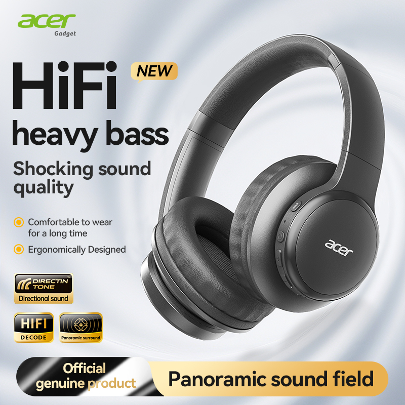 Anc Wireless Over Ear Headphones - Acer Ohr559 ワイヤレスBluetoothヘッドセット、高音質ステレオベースサウンド、通話・音楽・ゲーム用ノイズリダクション、遅延なし、長時間バッテリー駆動、オーバーイヤーデザイン、快適な装着感、マイク付き