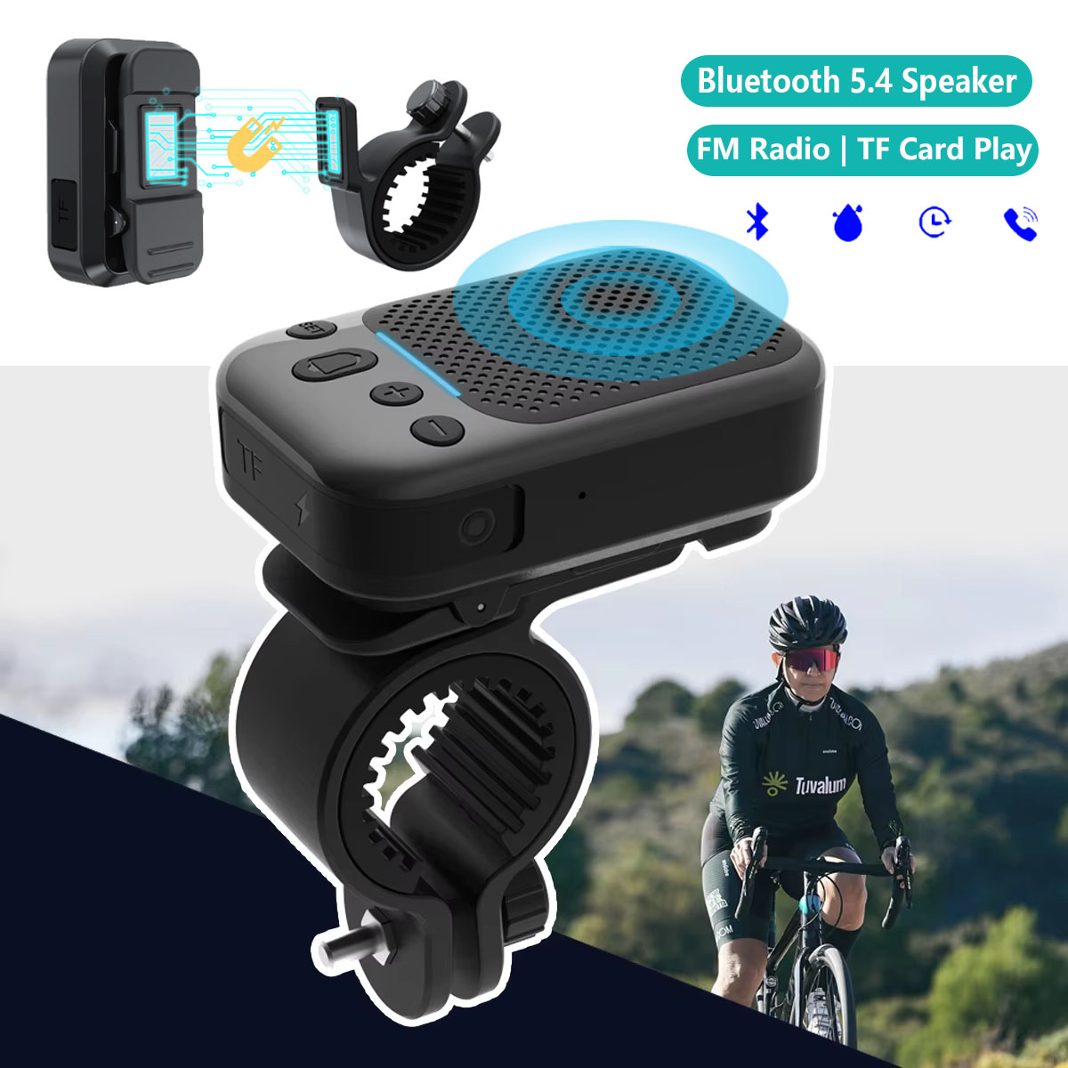 Portable Bluetooth Speaker Waterproof Ipx7 - ミニバイクワイヤレススピーカー Bluetooth 5.4 ポータブルFMラジオ IPX7防水 耐衝撃