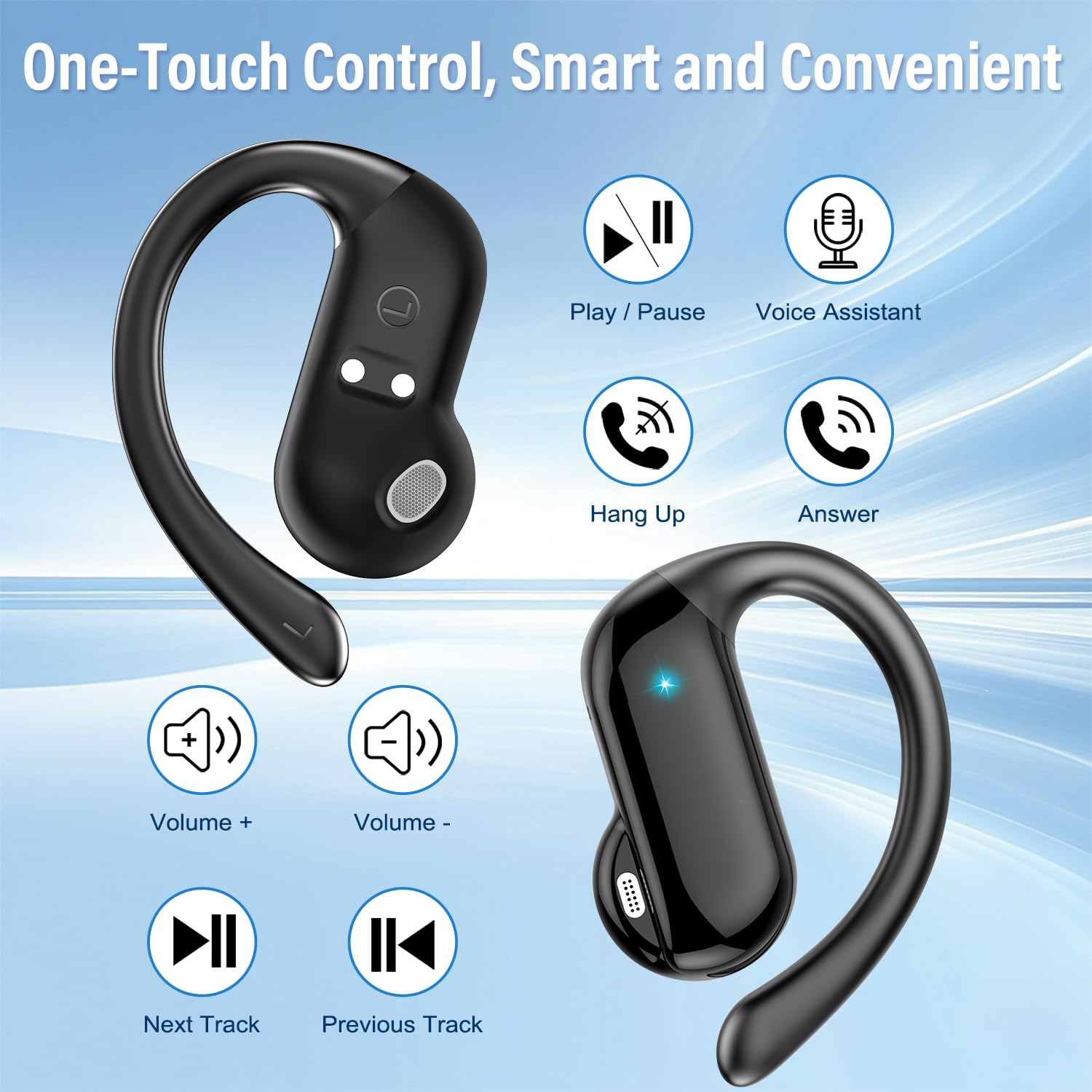 Open Ear Air Conduction Headphones - 2026年オープンイヤーイヤホン Bluetooth 5.4 ワイヤレスヘッドホン 6.4g超軽量 14mmドライバー