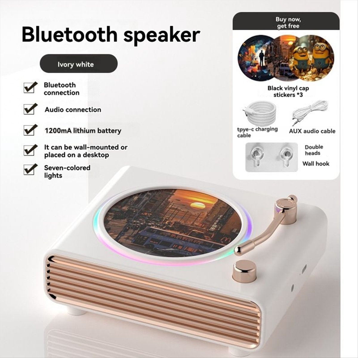 X07A ポータブルレトロホワイトBluetoothスピーカ - Speakers のレビューと価格