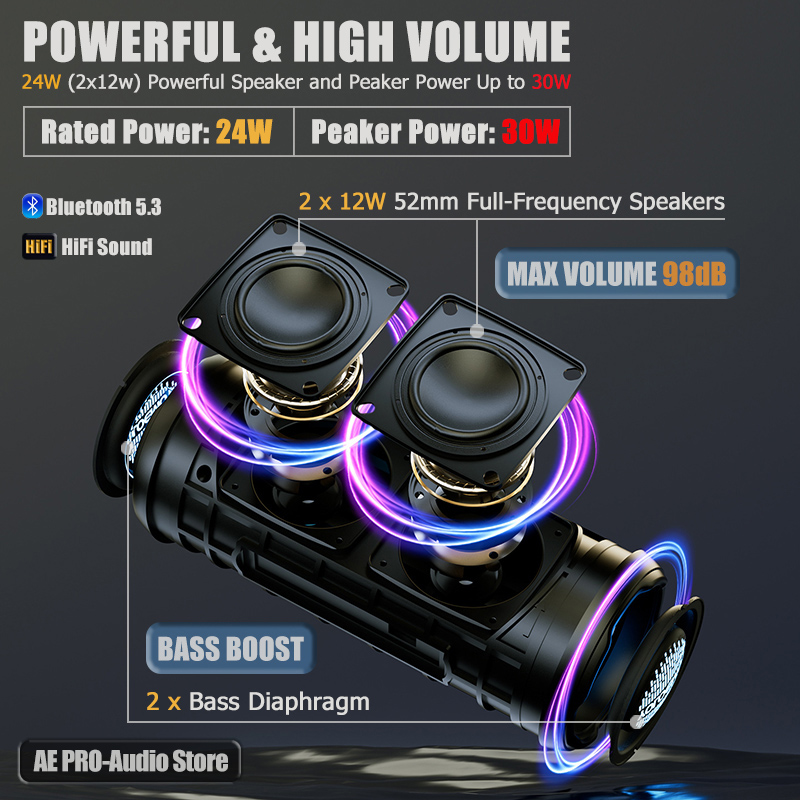 30 ワットポータブル Bluetooth スピーカーワイヤ - Portable Bluetooth Speaker Waterproof Ipx7 のレビューと価格