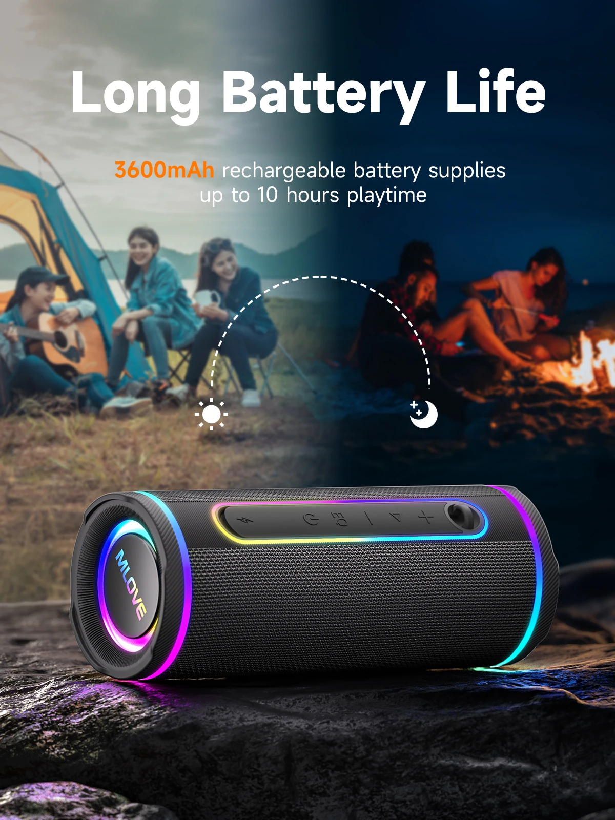 MLOVE E80 ポータブル Bluetooth スピーカ - Portable Bluetooth Speaker Waterproof Ipx7 のレビューと価格