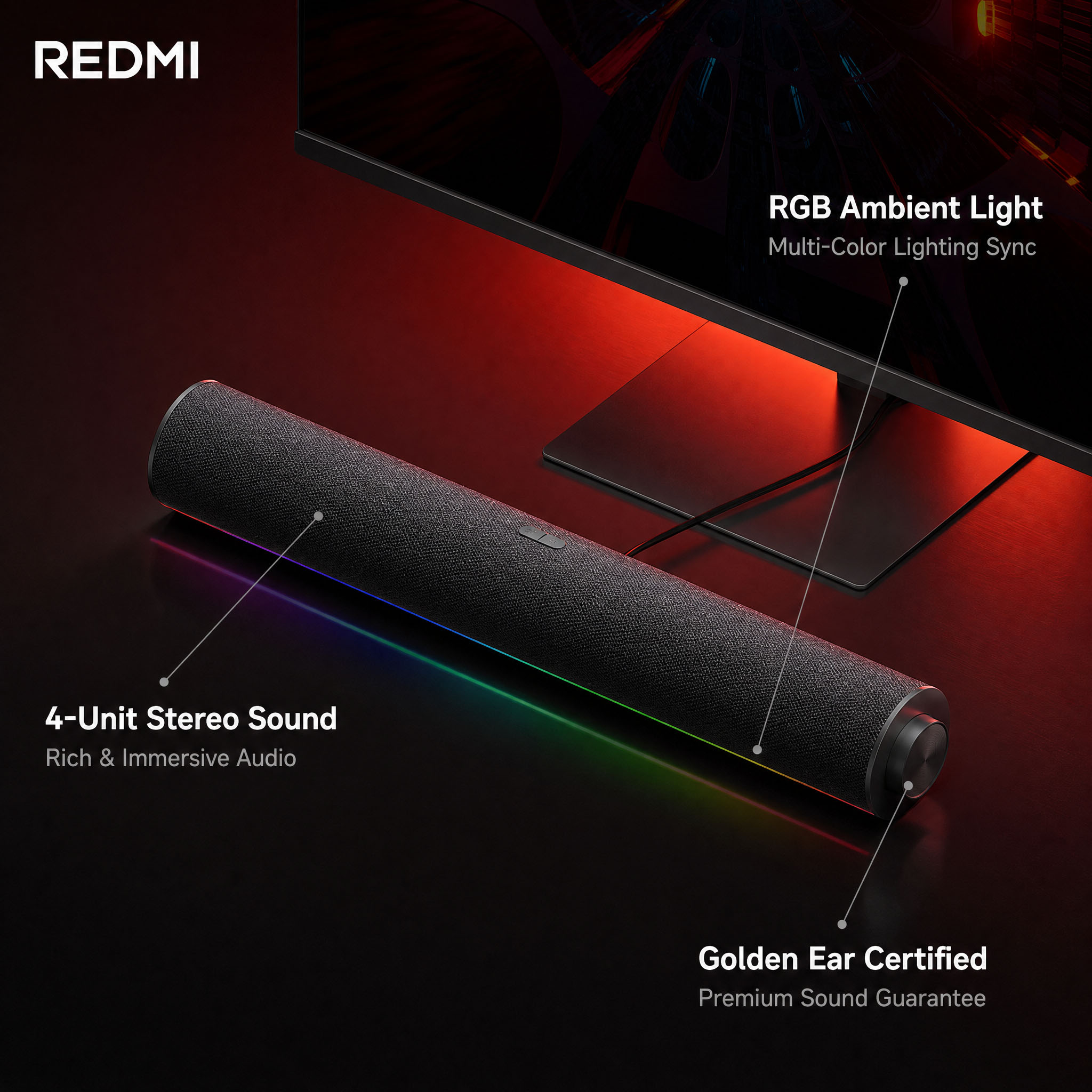 オリジナル Xiaomi Redmi PCスピーカー、有線U - Rgb Computer Soundbar For Pc のレビューと価格