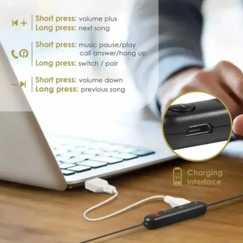 ネックバンド型Bluetoothイヤホン、インイヤー式、磁石 - Magnetic Neckband Sports Earphones のレビューと価格
