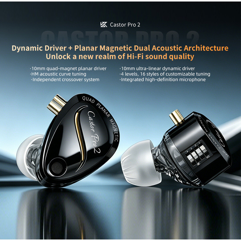 KZ Castor Pro 2 HiFi IEMイヤホン。1 - Type C Wired Earphones With Mic のレビューと価格