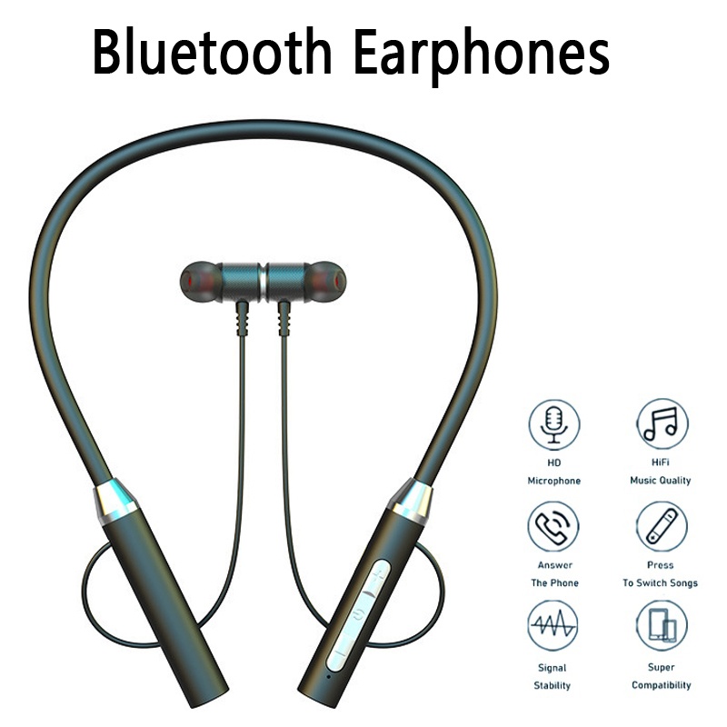 9D ワイヤレス Bluetooth イヤホンネックバンドヘ - Magnetic Neckband Sports Earphones のレビューと価格