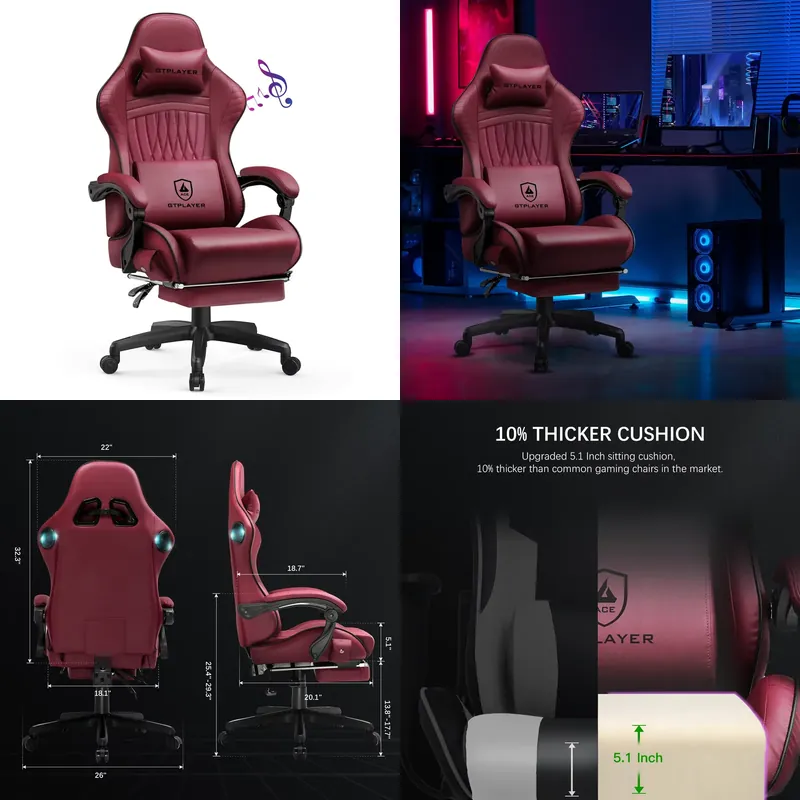 GTPLAYER製ゲーミングチェア。スピーカー内蔵、人間工学 - Speakers のレビューと価格